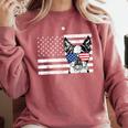 Boston Terrier Dog 4th Of July US American Flag Patriotic Comfort Colors Sweatshirt Crimson