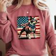 Boston Terrier Dog 4th Of July USA American Flag Patriotic Comfort Colors Sweatshirt Crimson