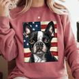 Boston Terrier Dog American Flag 4th Of July Patriotic Puppy Comfort Colors Sweatshirt Crimson