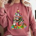 Boston Terrier Dog Christmas Tree Lights Xmas Pajama For Men Women Kids Comfort Colors Sweatshirt Crimson