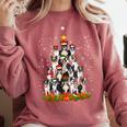 Boston Terrier Dog Christmas Tree Santa Hat Xmas Pajama Men Women Kids Comfort Colors Sweatshirt Crimson