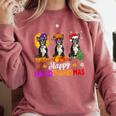 Boston Terrier Dog Halloween Christmas Hallothanksmas Men Women Kids Comfort Colors Sweatshirt Crimson