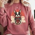 Boston Terrier Dog Japanese Style Samurai Dogs Comfort Colors Sweatshirt Crimson