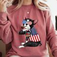Boston Terrier Dog Merica 4th Of July Usa American Flag Men Comfort Colors Sweatshirt Crimson