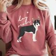 Boston Terrier Dog Mom Woman Women Comfort Colors Sweatshirt Crimson