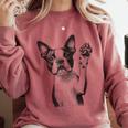 Boston Terrier Dog Raising Paw Idea Men Women Comfort Colors Sweatshirt Crimson