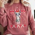 Boston Terrier Dog Santa Hat Men Kids Ugly Christmas Light Comfort Colors Sweatshirt Crimson