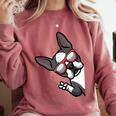 Boston Terrier Dog From Side Boston Bull Comfort Colors Sweatshirt Crimson