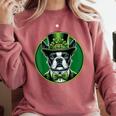 Boston Terrier Dog St Patricks Day Irish Pet Lover Men Women Kids Comfort Colors Sweatshirt Crimson