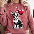 Boston Terrier Dog Valentine's Day Dog Owner Comfort Colors Sweatshirt Crimson