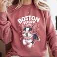 Boston Terrier Girl Cute Cartoon For Dog Owners Pet Terrier Comfort Colors Sweatshirt Crimson