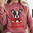 Boston Terrier Grandma Dog Lovers Puppy Bostie Owner Comfort Colors Sweatshirt Crimson