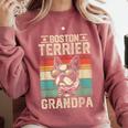 Boston Terrier Grandpa Dog Lover Father's Day Comfort Colors Sweatshirt Crimson