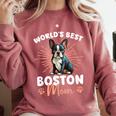 Boston Terrier Groovy World's Best Boston Mom Comfort Colors Sweatshirt Crimson