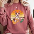 Boston Terrier Guitar Retro Comfort Colors Sweatshirt Crimson