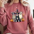 Boston Terrier Halloween Costume Mummy Witch Ghost Dog Lover For Men Women Kids Comfort Colors Sweatshirt Crimson