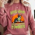 Boston Terrier Halloween Zombie American Gentleman Dog Lover Comfort Colors Sweatshirt Crimson