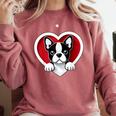 Boston Terrier Heart Cute Puppy Lover Or Dog Owner Comfort Colors Sweatshirt Crimson