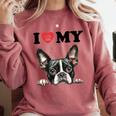 Boston Terrier I Heart My Dog Dog Lover Comfort Colors Sweatshirt Crimson