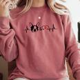 Boston Terrier Heartbeat Heart Line Comfort Colors Sweatshirt Crimson