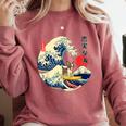 Boston Terrier Japanese Kanagawa Wave Surf Loyal Dog Men Women Kids Comfort Colors Sweatshirt Crimson