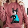 Boston Terrier I Love Mom Apparel Comfort Colors Sweatshirt Crimson