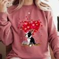 Boston Terrier Lover Heart Shape Boston Terrier Valentine Comfort Colors Sweatshirt Crimson