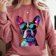 Boston Terrier Lovers Pop Art Boston Terrier Comfort Colors Sweatshirt Crimson