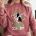 My Boston Terrier Is My Lucky Charm Paw Dog St Patrick's Day Comfort Colors Sweatshirt Crimson