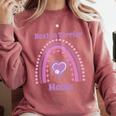 Boston Terrier Mama Cute Rainbow Paw Heart Shape Comfort Colors Sweatshirt Crimson