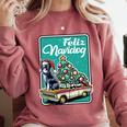 Boston Terrier Merry Christmas Tree Truck Dog X-Mas Comfort Colors Sweatshirt Crimson