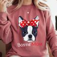 Boston Terrier Mom Bostie Women Girls Comfort Colors Sweatshirt Crimson