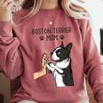 Boston Terrier Mom Dogs Mum Woman Comfort Colors Sweatshirt Crimson