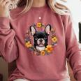 Boston Terrier Mom Floral Bostie Dog Lover Flowers Cute Comfort Colors Sweatshirt Crimson