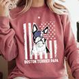 Boston Terrier Papa Cool Dog Lover USA American Flag Men Women Comfort Colors Sweatshirt Crimson