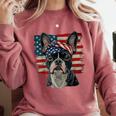 Boston Terrier Patriotic 4th Of July USA American Flag Comfort Colors Sweatshirt Crimson
