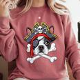 Boston Terrier Pirate T Shirt Jolly Roger Crossbones Skull Comfort Colors Sweatshirt Crimson