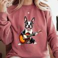 Boston Terrier Playing Guitar Boston Terrier Comfort Colors Sweatshirt Crimson