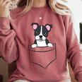 Boston Terrier In The Pocket Cute Pocket Boston Terrier Comfort Colors Sweatshirt Crimson