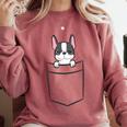 Boston Terrier In The Pocket Cute Boston Terrier Dog For Men Women Girls Kids Comfort Colors Sweatshirt Crimson