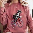 Boston Terrier Riding Bicycle Cute Bostie Biker Raglan Baseball Tee Comfort Colors Sweatshirt Crimson