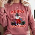 Boston Terrier Santa Claus Hat Merry Christmas Dog X-Mas Comfort Colors Sweatshirt Crimson