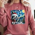 Boston Terrier Santa Starry Night Van Gogh Christmas Dog Men Women Kids Comfort Colors Sweatshirt Crimson