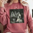 Boston Terrier Selfie With Ghosts Halloween Dog Lover Comfort Colors Sweatshirt Crimson