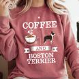Boston Terrier Shirt Coffee And Boston Terrier Cute Dog For Men Women Girls Kids Comfort Colors Sweatshirt Crimson