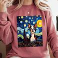 Boston Terrier Starry Night Van Gogh Art Comfort Colors Sweatshirt Crimson