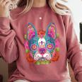 Boston Terrier Sugar Skull Dog Day Of The Dead Comfort Colors Sweatshirt Crimson