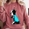 Boston Terrier Tattoos I Love Mom Comfort Colors Sweatshirt Crimson