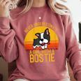 Boston Terrier Never Underestimate a Girl With a Bostie Comfort Colors Sweatshirt Crimson