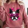 Boston Terrier Valentines Day Shirt Heart Dog Lover Comfort Colors Sweatshirt Crimson